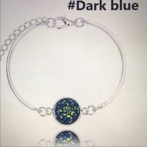 NWT Dark Blue Fashion Druzy Geode Stone Bracelet